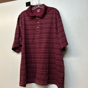 George Men's Burgundy Polo Shirt with Stripes
